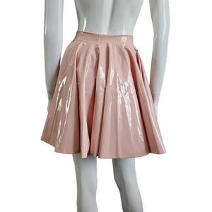 Plus Size Sweet Girl A-Line Goth Skirts Casual PVC Bottoms High Waist Faux Latex Slim Fit Mini Skirt Women Solid Sexy Club Skirt
